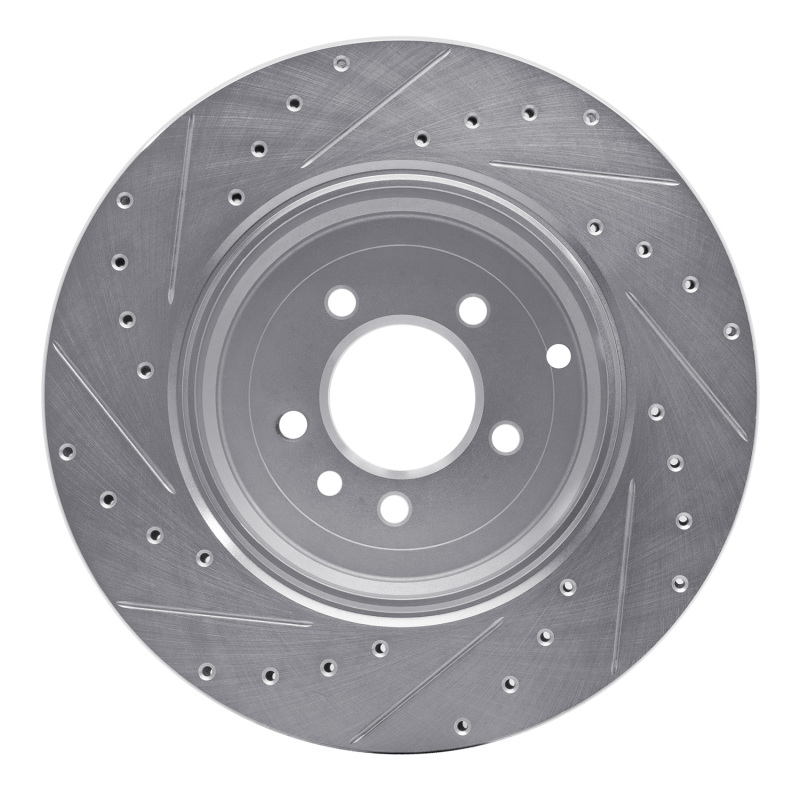 Land Rover Range Rover Sport Brake Rotor (1) - Rear Right - R1 Concepts - Drilled & Slotted - Silver - `10-`13